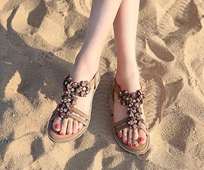 WOMEN'S LIGHTWEIGHT FLOWERS CLIP TOE SANDALS