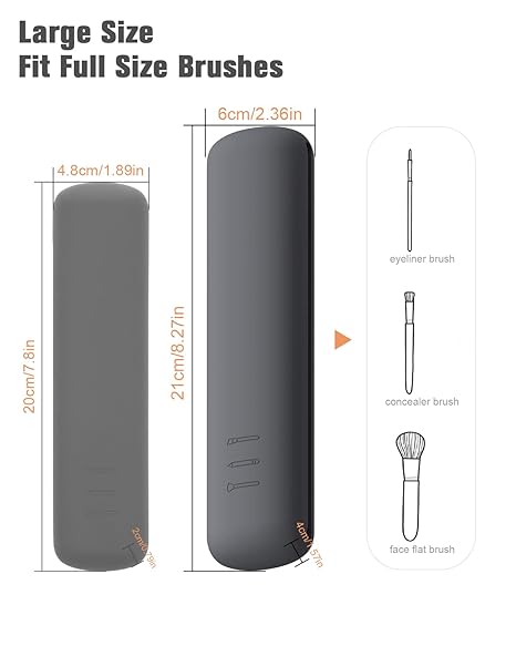 Large Travel Makeup Brush Holder with 4Pcs Makeup Brushes