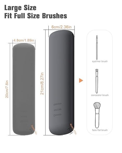 Large Travel Makeup Brush Holder with 4Pcs Makeup Brushes