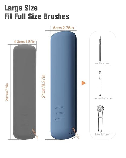 Large Travel Makeup Brush Holder with 4Pcs Makeup Brushes