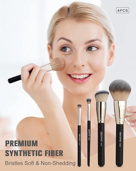 Large Travel Makeup Brush Holder with 4Pcs Makeup Brushes