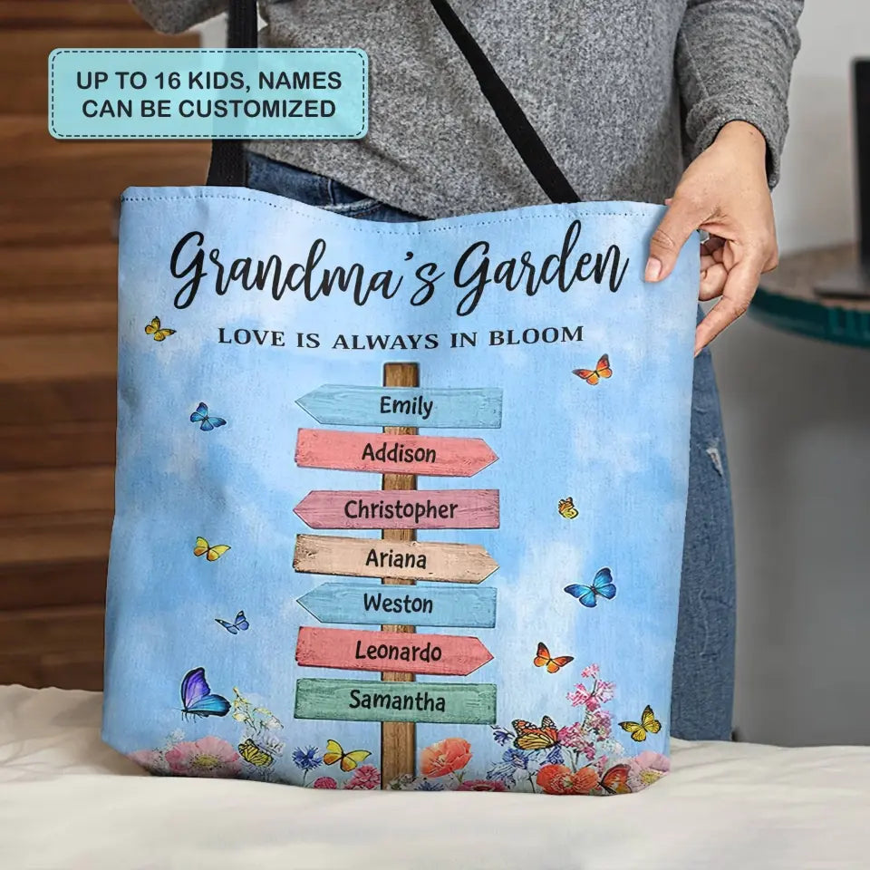 Personalized Tote Bag - Birthday, Mother's Day Gift For Mom, Grandma - Grandma's Garden ARND018