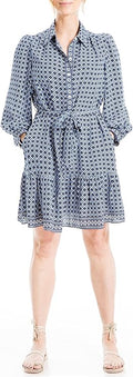 Women's Long Sleeve Collared Short Tiered Dress