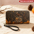 Spooky Witch Art Print - Personalized Leather Long Wallet