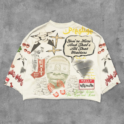 Money Power Respect Printed Three-quarter Sleeve T-shirt